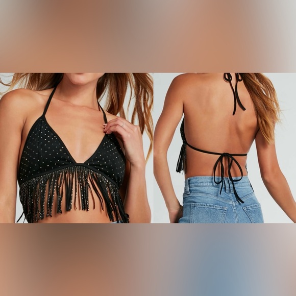 Windsor Rodeo Babe Rhinestone Fringe Halter Top Small - Picture 11 of 11